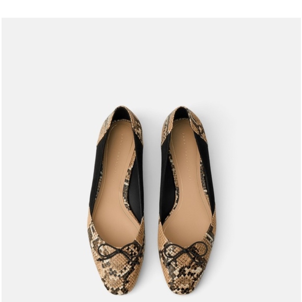 Zara Black and Tan Patterned Animal Print Flats